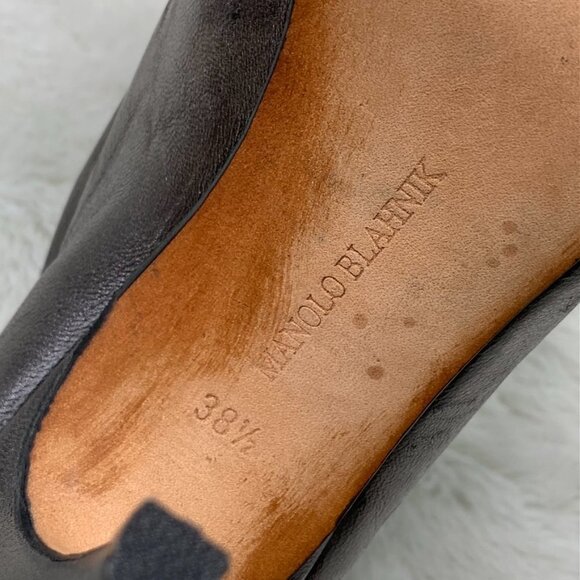 Manolo Blahnik Women's Pewter Silver Peep Toe Ruched Stiletto Booties Size 38.5 - Picture 13 of 15